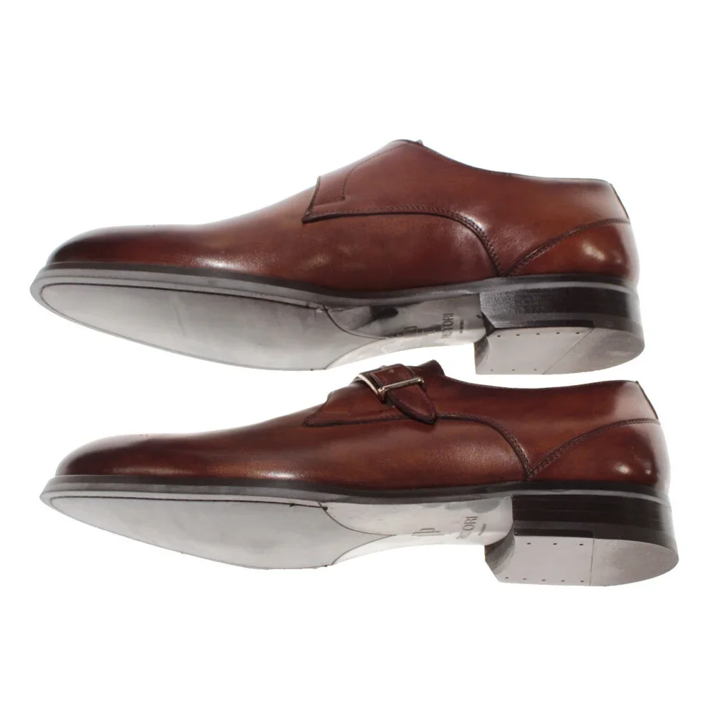 Pastori NWB Single Monk Strap Dress Shoes Size 10.5 US in Brown Leather
